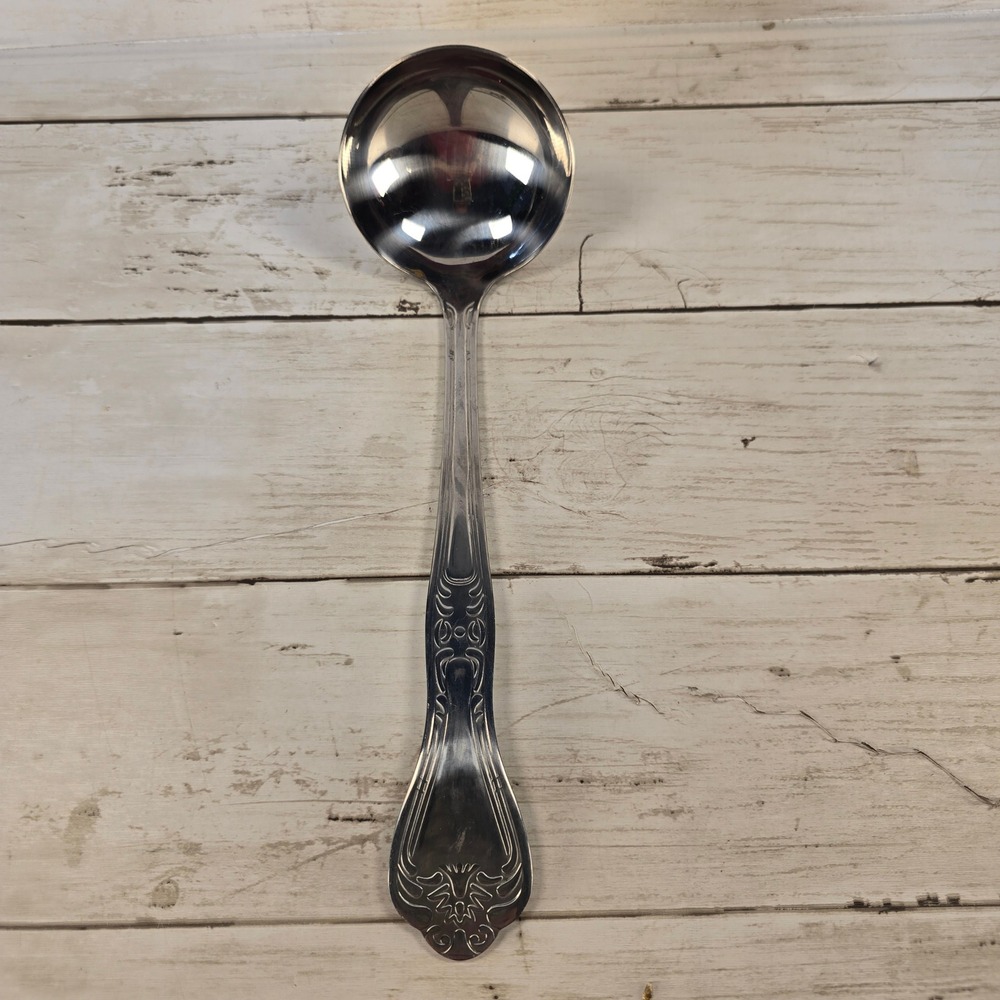 Spoonful of Comfort Stainless Steel Soup Ladle Silver Engraved Scroll Handle‎